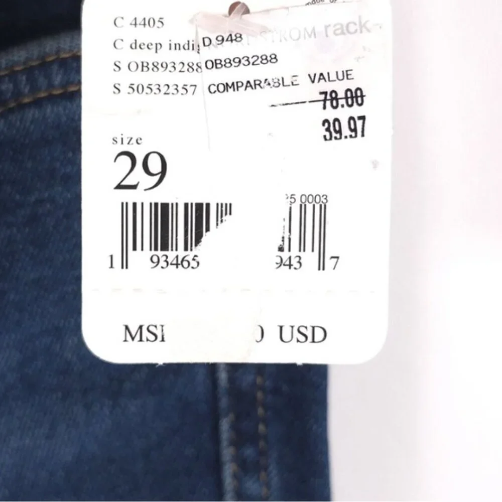 NWT FREE PEOPLE High Waist‎ Crop Raw Hem Denim Jegging Deep Indigo Size 28 & 29
